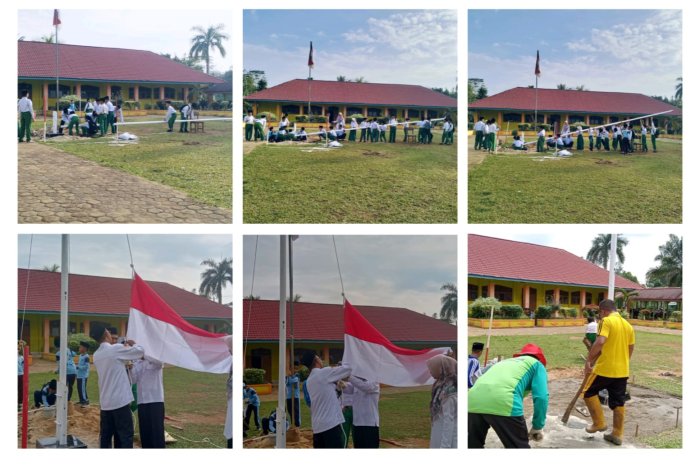 MIN 1 Tebo Sukses Pembaharui Tiang Bendera di Lingkungan Madrasah MIN 1 Tebo Sukses Pembaharui Tiang Bendera di Lingkungan Madrasah