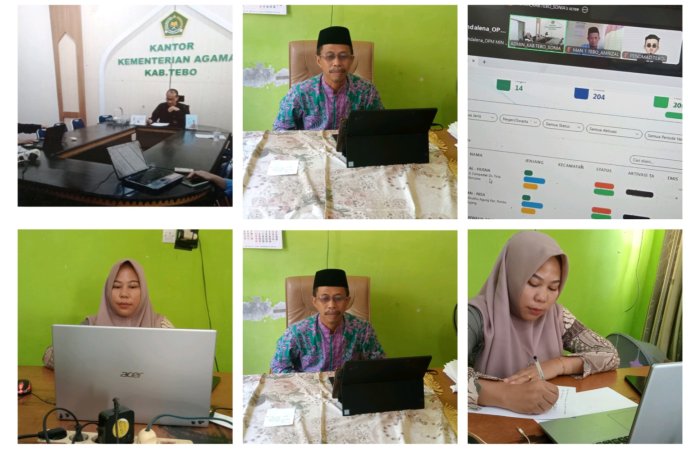 Kepala MIN 1 Tebo Beserta Operator Madrasah Ikuti Kegiatan Rapat Implementasi EMIS GTK Melalui Zoom Meeting