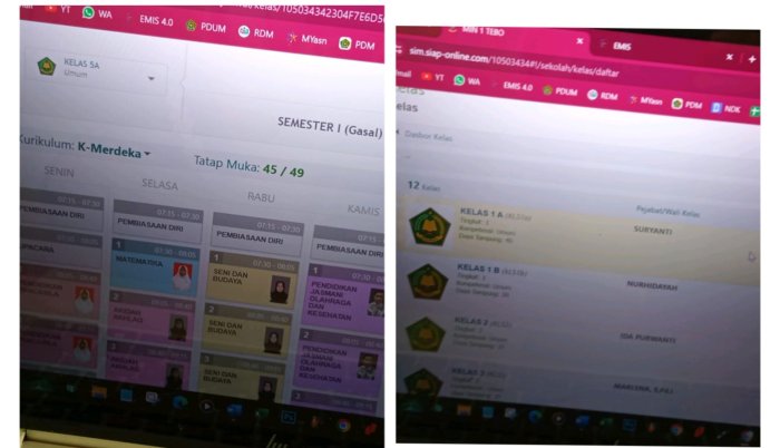 Operator MIN 1 Tebo Optimalkan Pengisian Jadwal Pelajaran  Pada Aplikasi Emis GTK