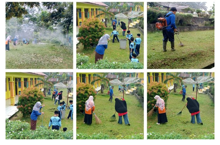 Dewan Guru MIN 1 Tebo Ciptakan Momen Kebersamaan, Laksanakan Gotong Royong Bersihkan Lingkungan Madrasah