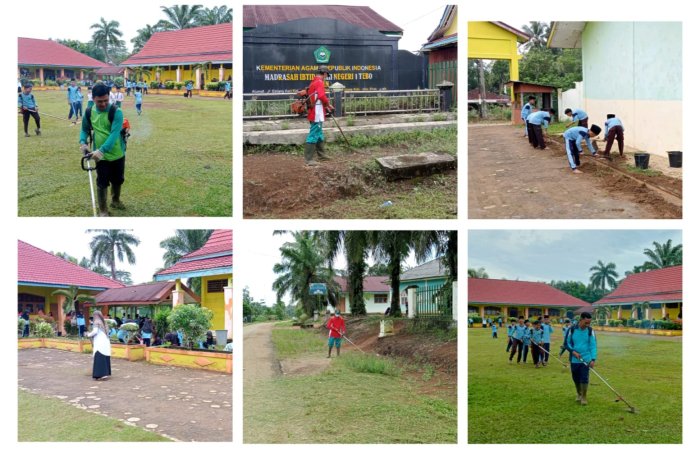 Keluarga Besar MIN 1 Tebo Gelar Gotong Royong Bersama Bersihkan Lingkungan Madrasah