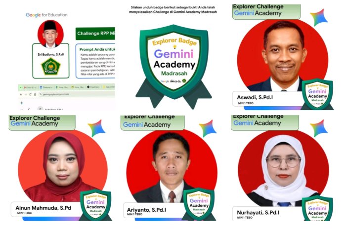 Sejumlah Dewan Guru MIN 1 Tebo Tuntaskan Pelatihan Gemini Academy Peroleh Sertifikat Kelulusan