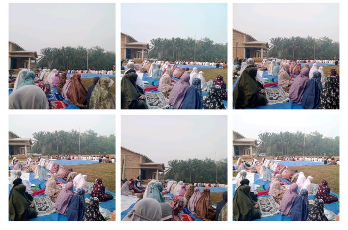 Keluarga Besar MIN 1 Tebo Ikuti Pelaksanaan Sholat Istisqa di Lapangan Desa Wana Mulya